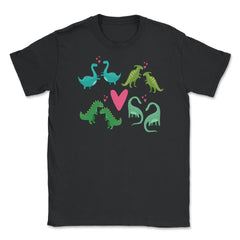 Dinosaurs Love Funny Humor T-Shirt Valentine  Unisex T-Shirt - Black