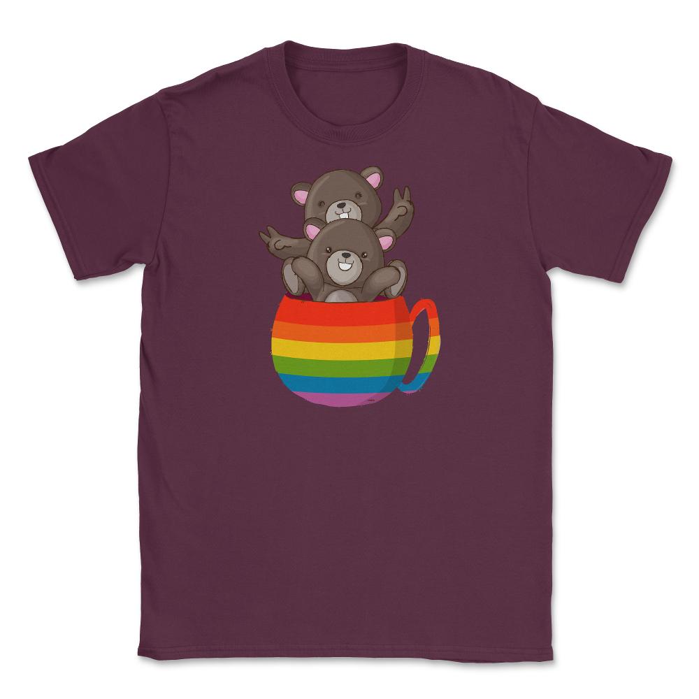 Bear Rainbow Flag Bears Cup Gay Pride graphic Unisex T-Shirt - Maroon