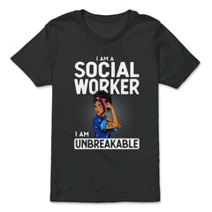 African American Afro Social Worker I Am Unbreakable print - Premium Youth Tee - Black
