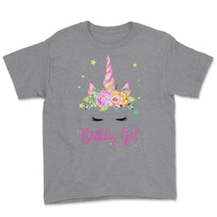 Birthday Girl! Unicorn Lashes design Gift Youth Tee - Grey Heather