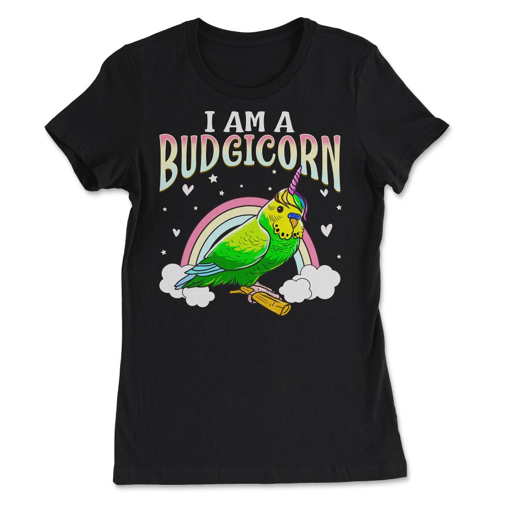 I am A Budgiecorn Funny & Cute Budgie Unicorn Parakeet print - Women's Tee - Black
