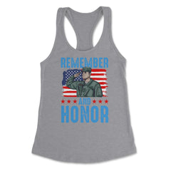 Remember and Honor Memorial Day US Flag Military Patriot design - Heather Grey