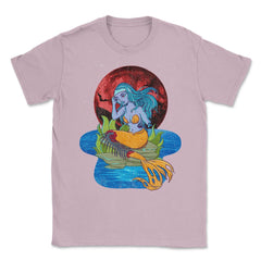 Zombie Mermaid Funny Halloween Trick or Treat Gift Unisex T-Shirt - Light Pink