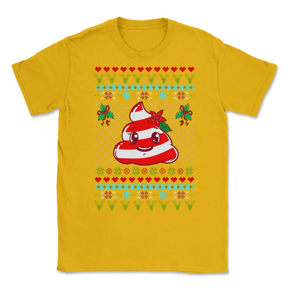 Poop Ugly Christmas Sweater Funny Humor Unisex T-Shirt - Gold