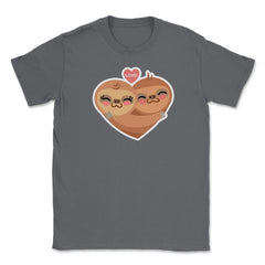 Sloth Love Heart Funny Humor Valentine T-Shirt Unisex T-Shirt - Smoke Grey