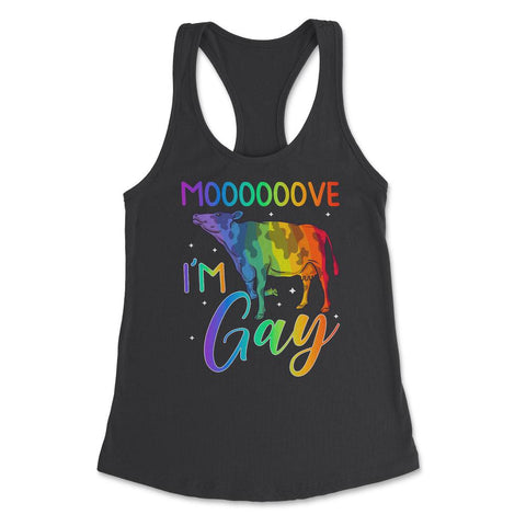 Mooooove I’m Gay Cow Gay Pride LGBTQ Rainbow Flag design Women's - Black