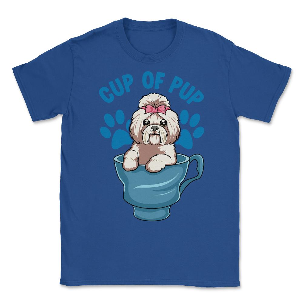 Shih Tzu Cup of Pup Cute Funny Puppy graphic Unisex T-Shirt - Royal Blue