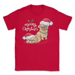 Merry Christmas Doggies Funny Humor T-Shirt Tee Gift Unisex T-Shirt - Red