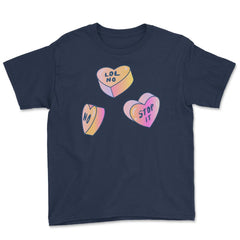 Candy In Hearts Form Negative Messages Funny Anti-V Day product Youth - Navy