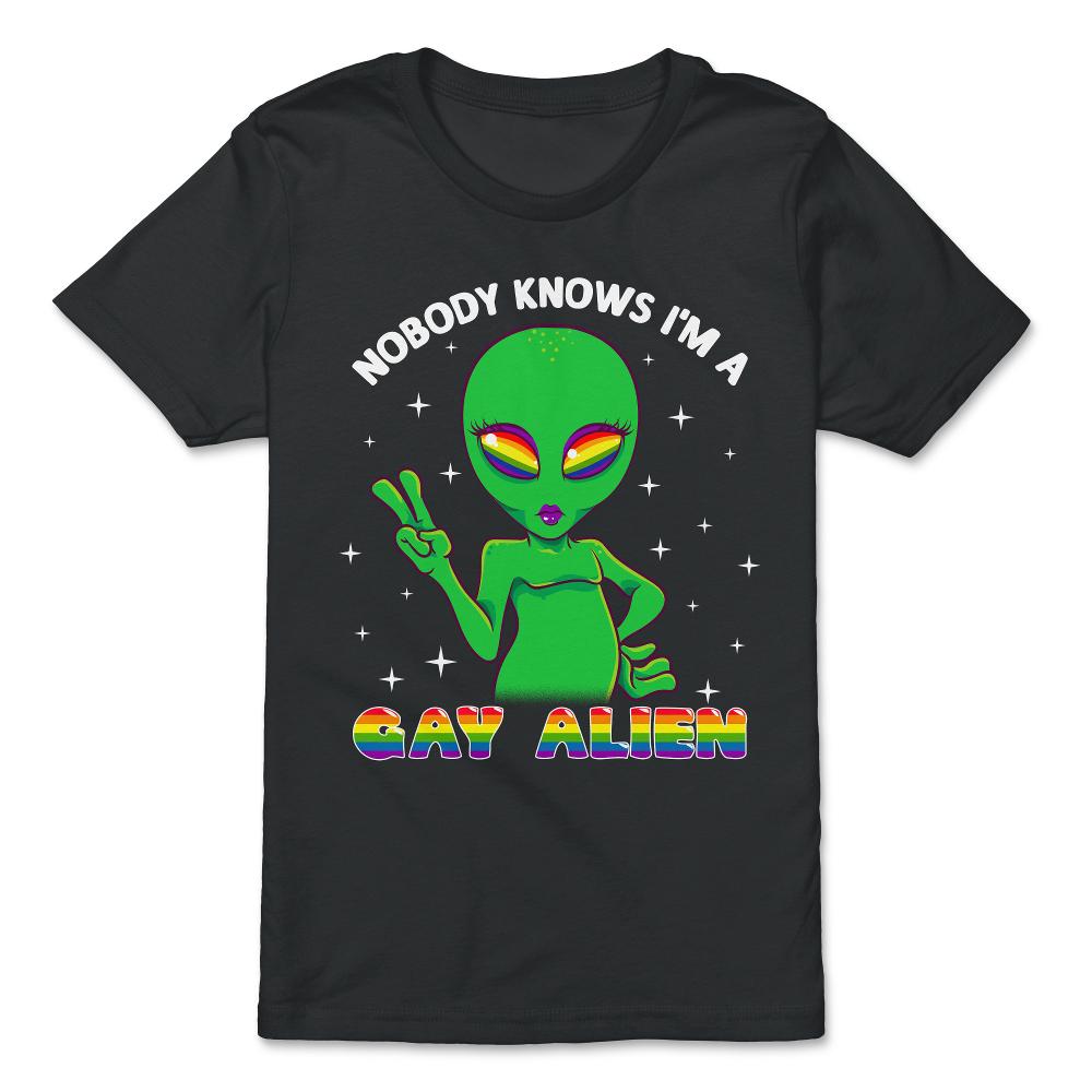Gay Alien Rainbow Pride Funny Gift print - Premium Youth Tee - Black