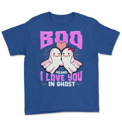 Boo Ghost Couple Cute Ghosts Funny Humor Halloween Youth Tee - Royal Blue