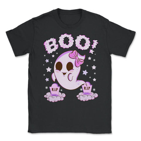 Boo! Girl Cute Ghost Funny Humor Halloween Unisex T-Shirt - Black