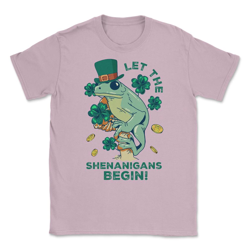 Let the Shenanigans Begin! Cottagecore Frog St Patrick Humor design - Light Pink