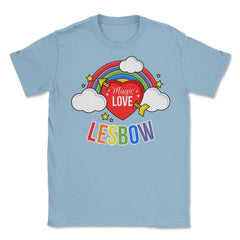 Lesbow Rainbow Heart Gay Pride Month t-shirt Shirt Tee Gift Unisex - Light Blue