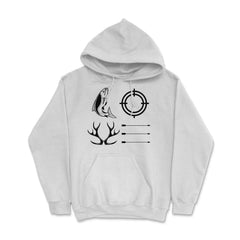 Funny Love Fishing And Hunting Antler Fish Target Arrow graphic Hoodie - White