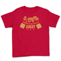 A Waffle a Day Keeps the Doctor Away graphic Novelty print Youth Tee - Red