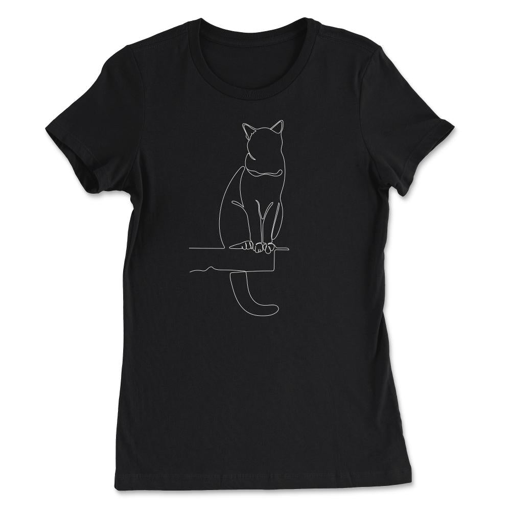 Outline Cat Theme Design for Line Art Lovers graphic - Women's Tee - Black