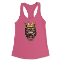 King Gorilla Head Angry Great Ape Wearing A Crown Design product - Hot Pink