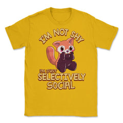 Kawaii Red Panda I’m Not Shy I’m Selectively Social Meme graphic - Gold