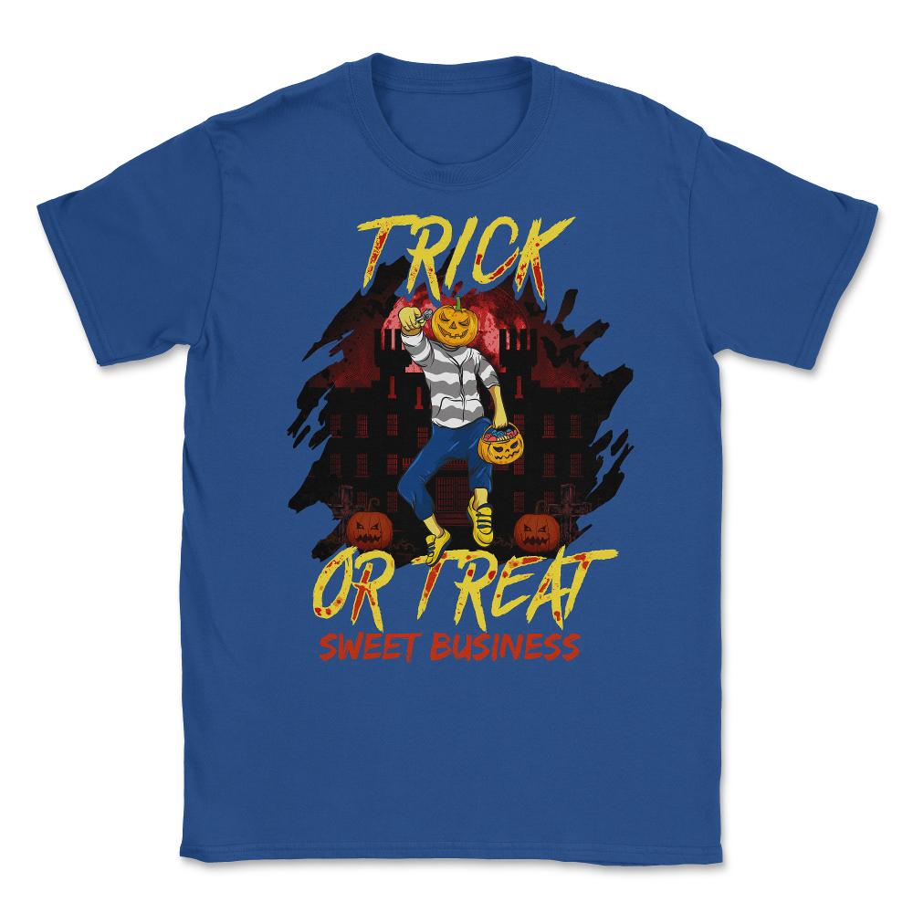 Trick or Treat Nasty Pumpkin Head Guy Halloween Unisex T-Shirt - Royal Blue