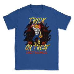 Trick or Treat Nasty Pumpkin Head Guy Halloween Unisex T-Shirt - Royal Blue