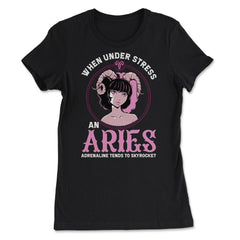 Aries Zodiac Sign Pastel Goth Anime Girl Art graphic - Women's Tee - Black