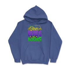 Beer Beads and Boobs Mardi Gras Funny Gift print Hoodie - Royal Blue