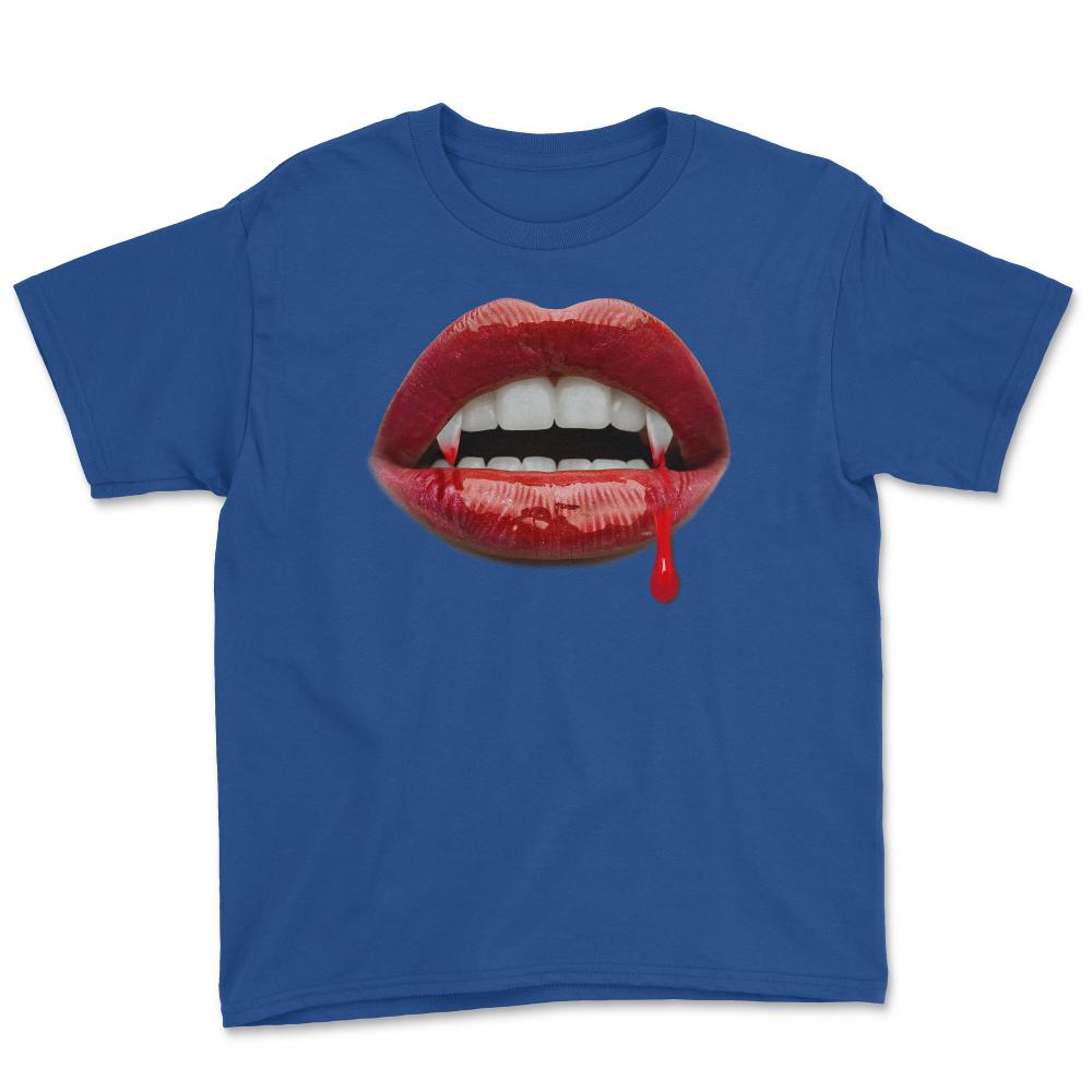 Vampire Bloody fang Sexy Lips Halloween costume graphic Tee Youth Tee - Royal Blue