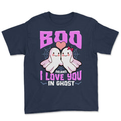 Boo Ghost Couple Cute Ghosts Funny Humor Halloween Youth Tee - Navy