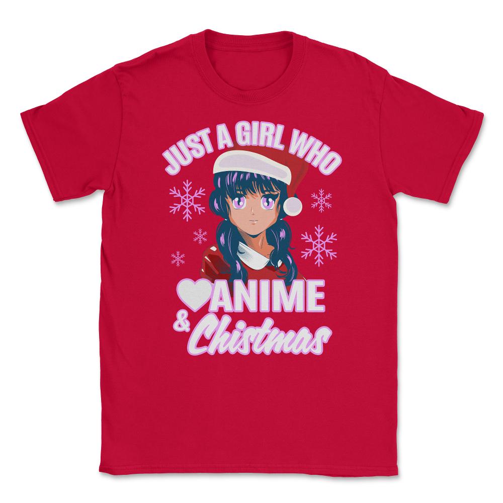 Just a Girl who Loves Anime & Christmas Manga Girl Otaku product - Red