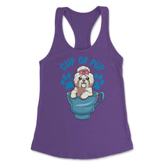Shih Tzu Cup of Pup Cute Funny Puppy graphic Women's Racerback Tank - Purple