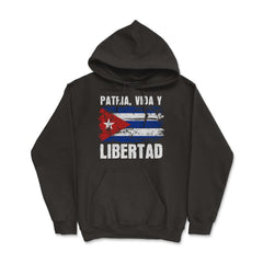 Patria, Vida y Libertad Cuban Flag Distressed Grunge product - Hoodie - Black