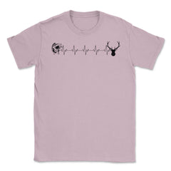 Funny Fish Deer EKG Heartbeat Fishing And Hunting Lover print Unisex - Light Pink