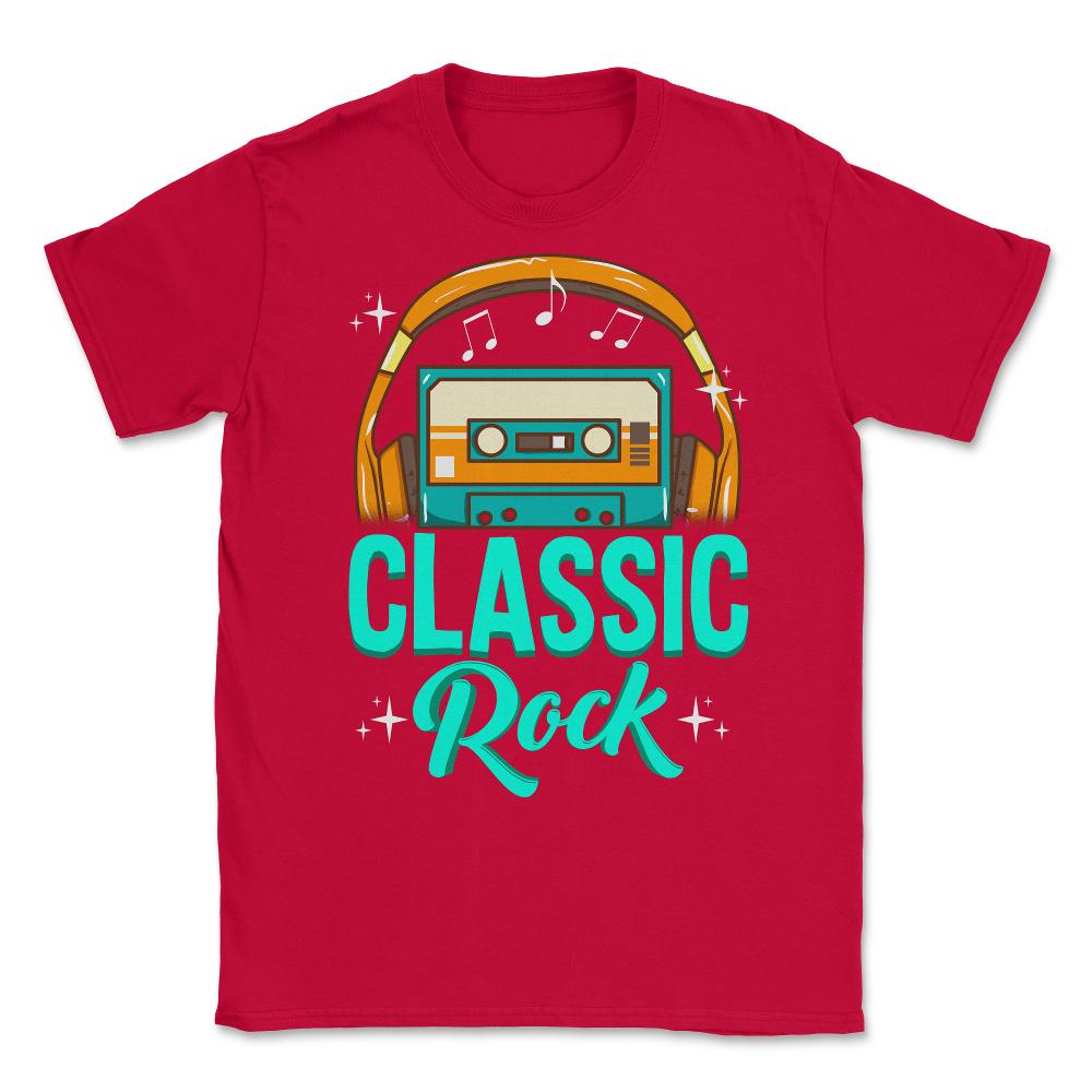 Classic Rock Cassette Tape With Headphones design Unisex T-Shirt - Red