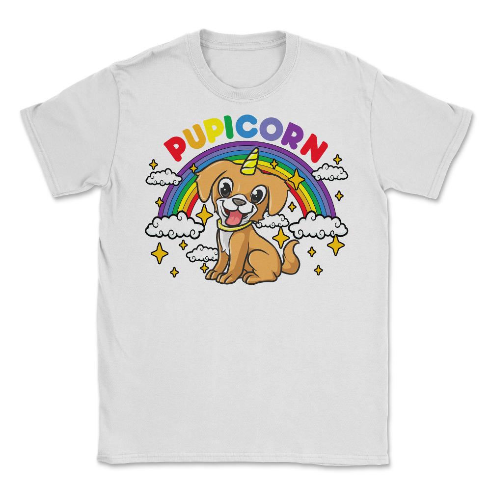 Gay Pride Rainbow Pupicorn Funny Puppy Unicorn Gift graphic Unisex - White