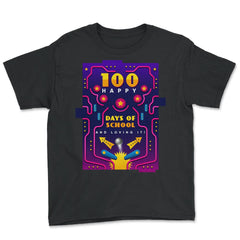 100 Happy Days of School & Loving It! Pinball Design print Youth Tee - Black