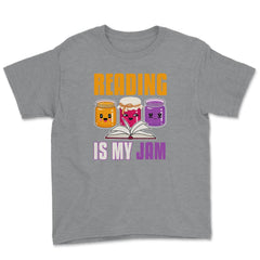 Reading is my Jam Funny Book lover Graphic Print product Youth Tee - Grey Heather