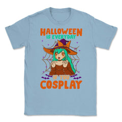 Halloween Cute Chibi Anime Witch Cosplay Manga Unisex T-Shirt - Light Blue
