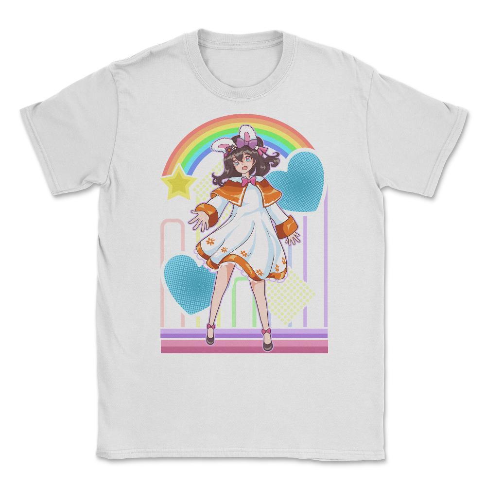 Lolita Fashion Themed Bunny Girl Anime Design print Unisex T-Shirt - White