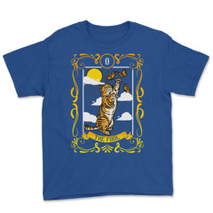 The Fool Cat Arcana Tarot Card Mystical Wiccan design Youth Tee - Royal Blue
