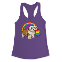 Funny Shih Tzu Dog Rainbow Pride design Women's Racerback Tank - Purple