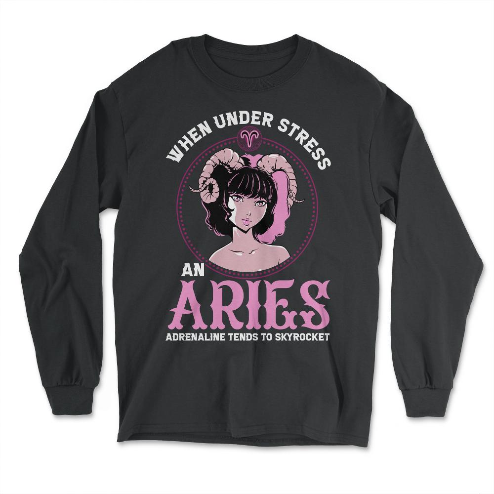 Aries Zodiac Sign Pastel Goth Anime Girl Art graphic - Long Sleeve T-Shirt - Black