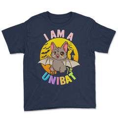 I am a Unibat Halloween Funny Unicorn Bat Gift Youth Tee - Navy