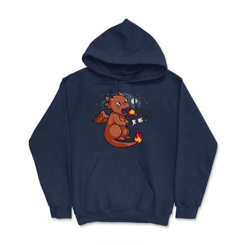 Baby Dragon Roasting Marshmallows In Forest For Fantasy Fans design - Navy