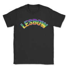 Lesbow Rainbow Word Arc Gay Pride t-shirt Shirt Tee Gift Unisex - Black