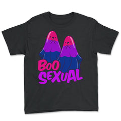Boo Sexual Bisexual Ghost Pair Pun for Halloween print Youth Tee - Black