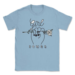 Girl Power Flower T-Shirt Feminism Shirt Top Tee Gift Unisex T-Shirt - Light Blue