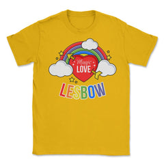 Lesbow Rainbow Heart Gay Pride Month t-shirt Shirt Tee Gift Unisex - Gold