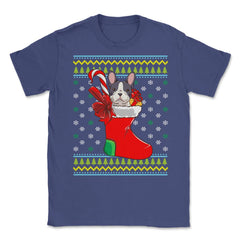 Bulldog Ugly Christmas Sweater Funny Humor Unisex T-Shirt - Purple