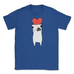 Dog with Heart Happy Valentine Funny Gift print Unisex T-Shirt - Royal Blue